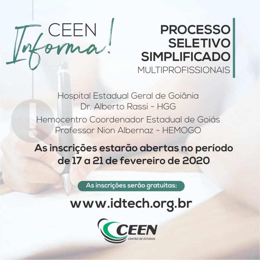 PROCESSO SELETIVO SIMPLIFICADO [HGG E HEMOGO EM GOIÂNIA-GO]